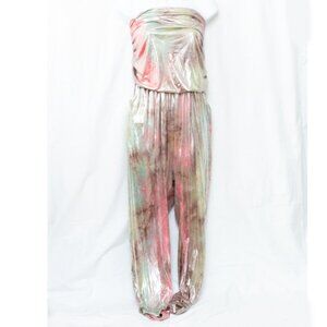 Vgt Curvy Sense Colorful Metallic Shimmery  Off Shoulder Jumpsuit Size 3X Pocket